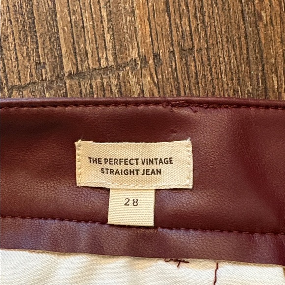 Madewell Perfect Vintage Straight Jean: Faux Leather Edition Size 28 EUC - Picture 7 of 11